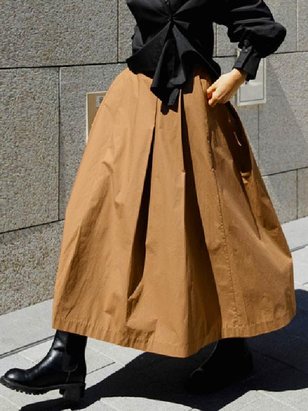 A-Line Loose Solid Color Skirts Bottoms Product Image