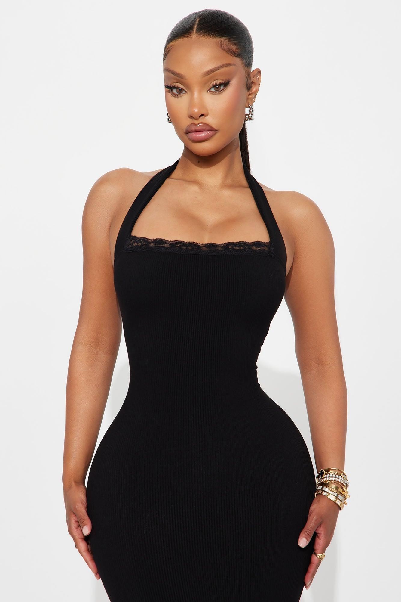 Mallory Halter Snatched Midi Dress - Black Product Image
