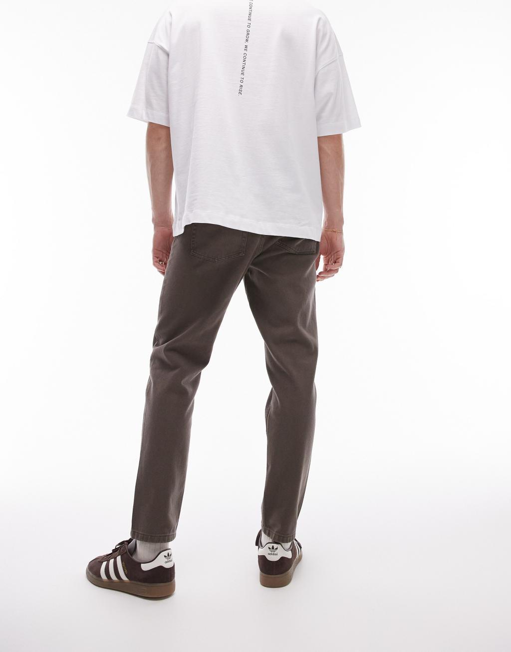 Topman taper jeans in dark olive Product Image
