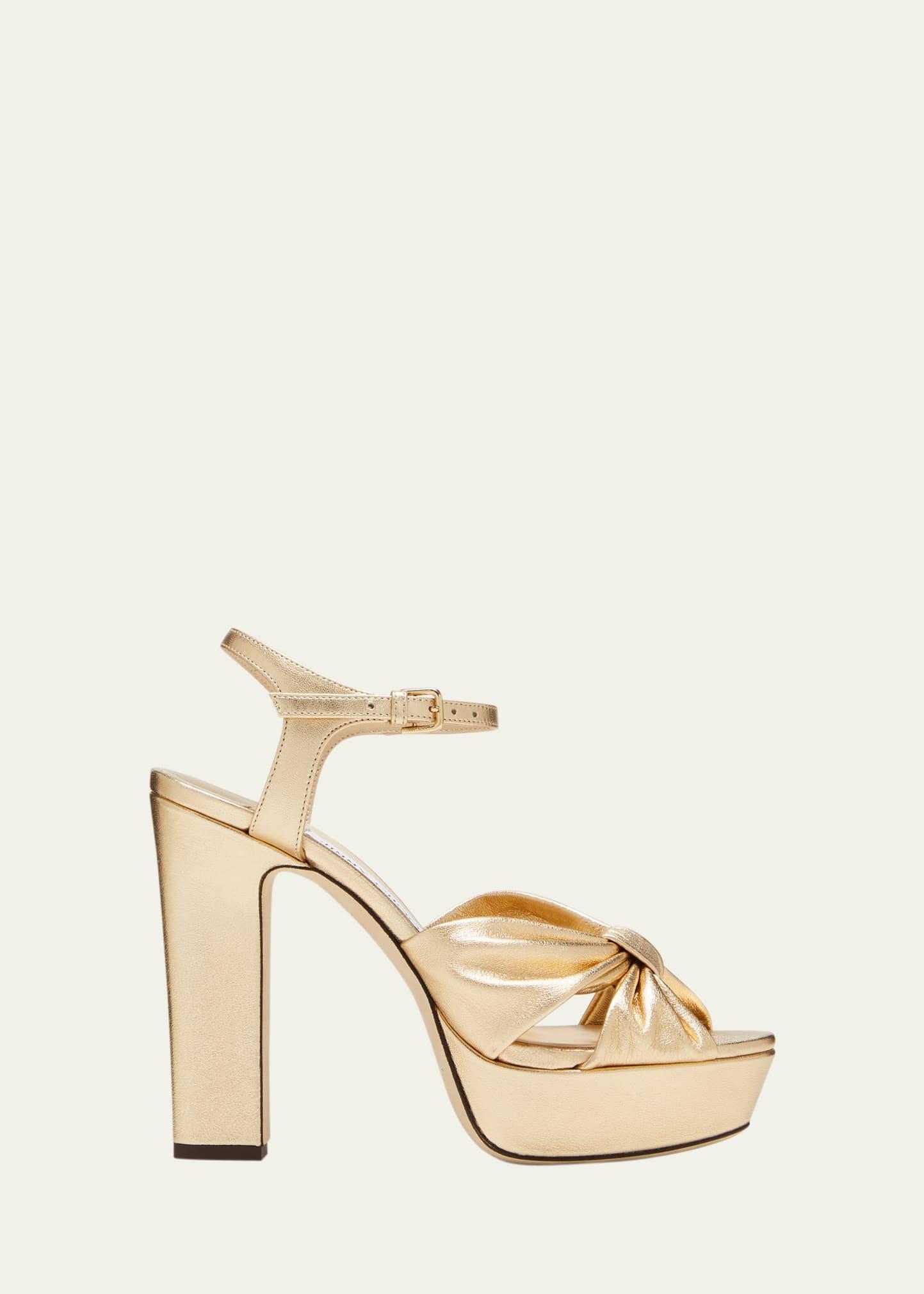 Jimmy Choo Womens Heloise 120 Metallic Leather High Heel Platform Sandals Product Image