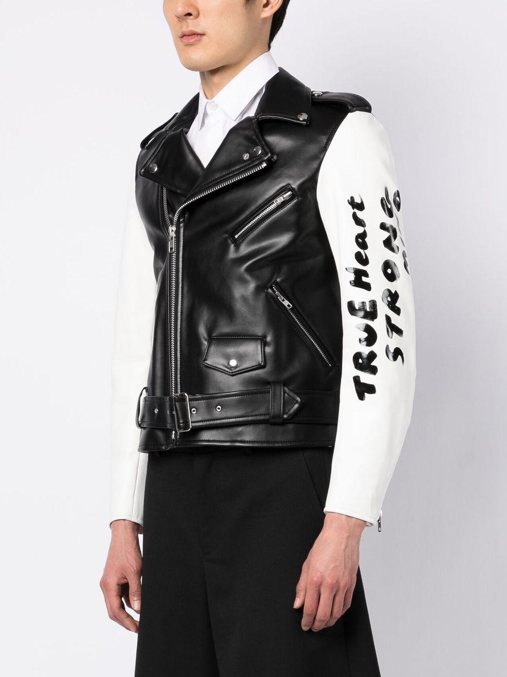 contrasting-sleeves biker jacket Product Image