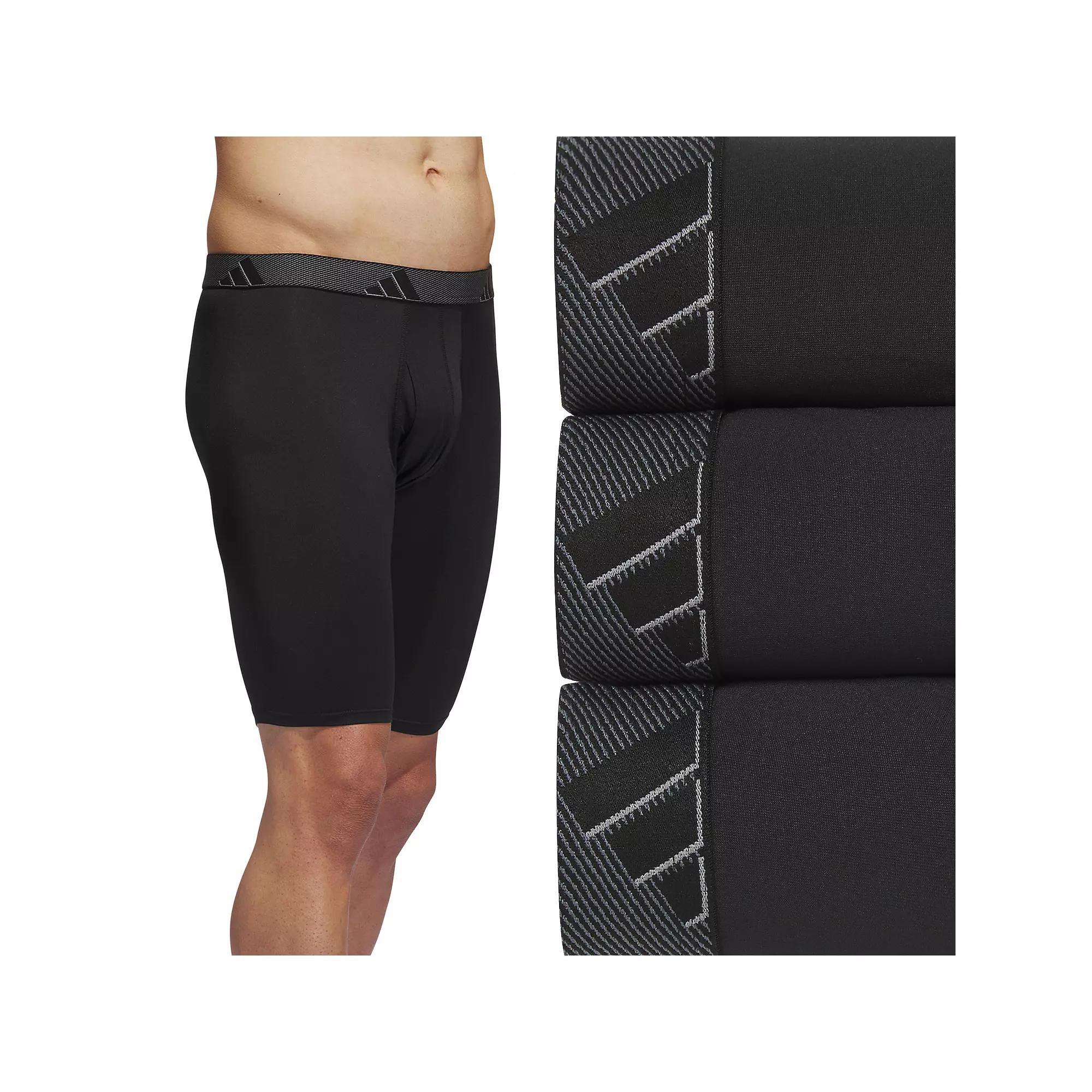 adidas Microfiber Long Boxer Briefs 3-Pack Black XL Mens Product Image