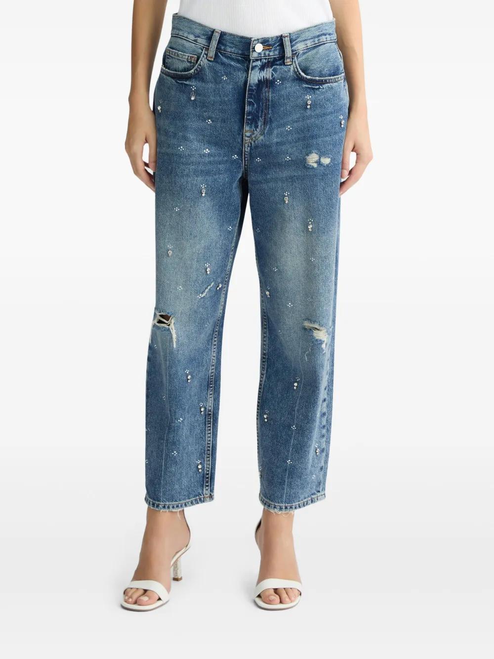 straight-leg rhinestone-embellished jeans Product Image