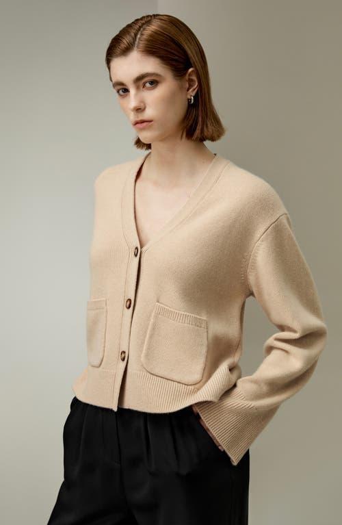 Lilysilk Cropped Wool-Cashmere Blend Cardigan Sweater for Women in Beige at Nordstrom, Size Small Product Image
