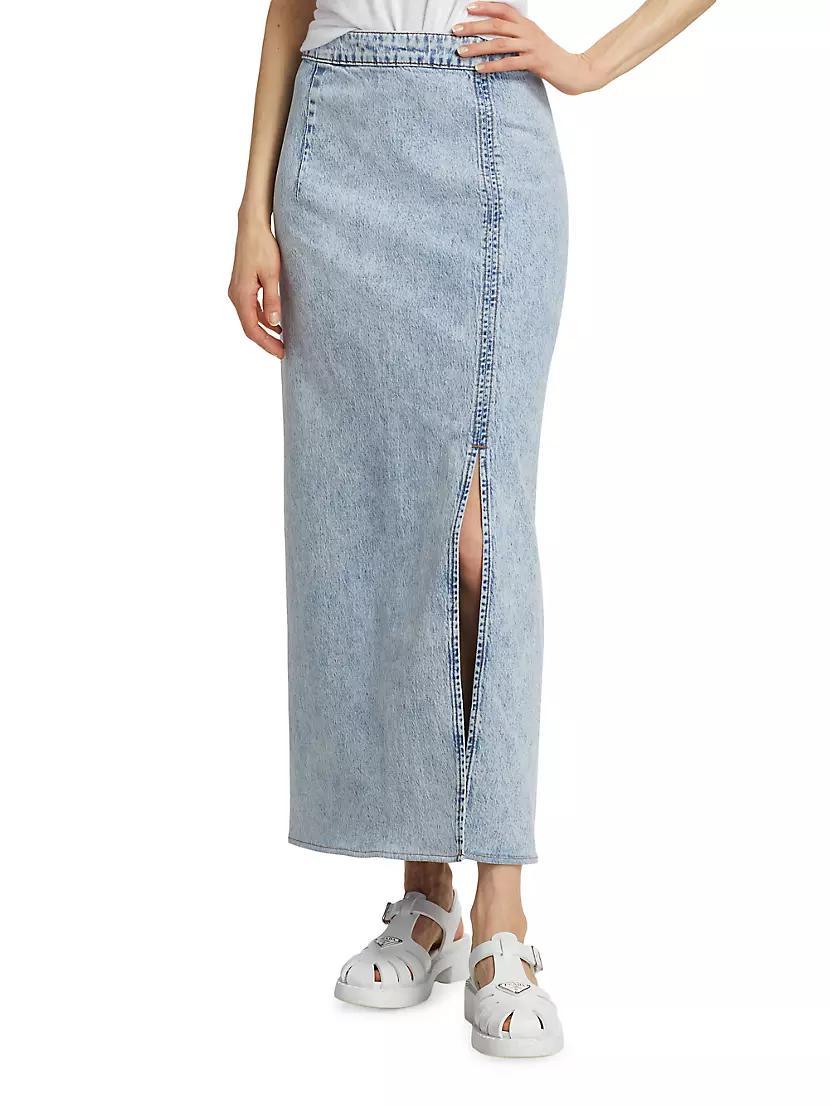 Ms. Madison Acid-Washed Denim Maxi Skirt Product Image