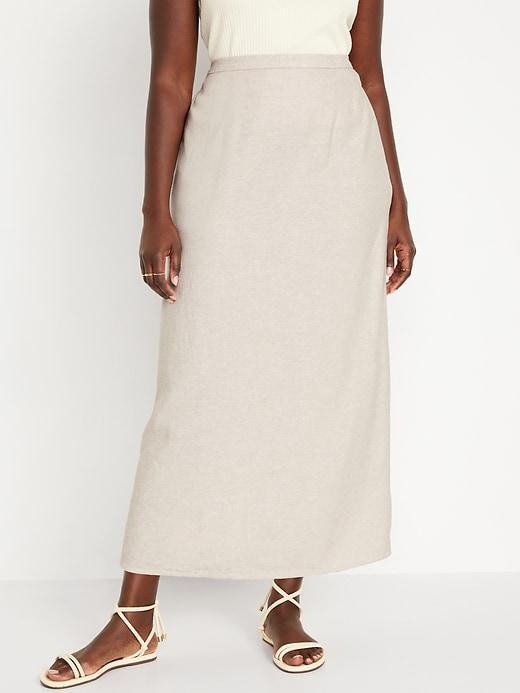 Linen-Blend Maxi Skirt Product Image