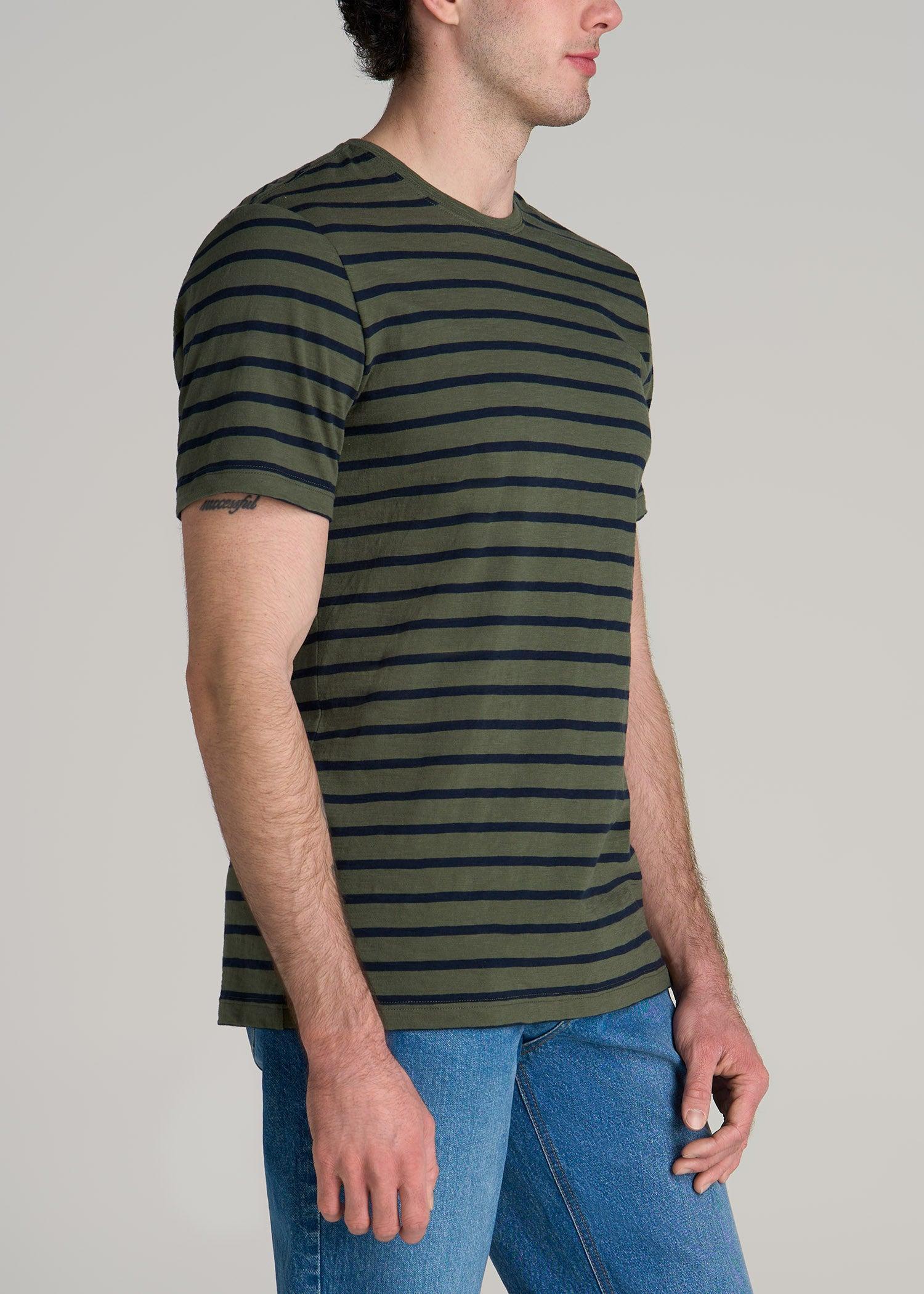 REGULAR-FIT Striped Tee in Dark Green and Navy Stripe - Men's Tall T-shirt Product Image