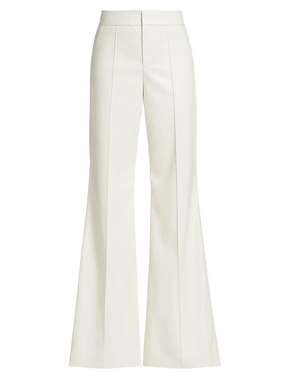 Alice and Olivia Dylan High Waist Wide Leg Pants in Ecru Vegan Leather Product Image