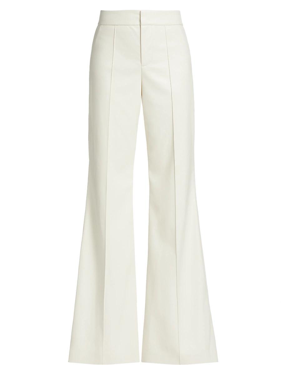 Alice and Olivia Dylan High Waist Wide Leg Pants in Ecru Vegan Leather Product Image