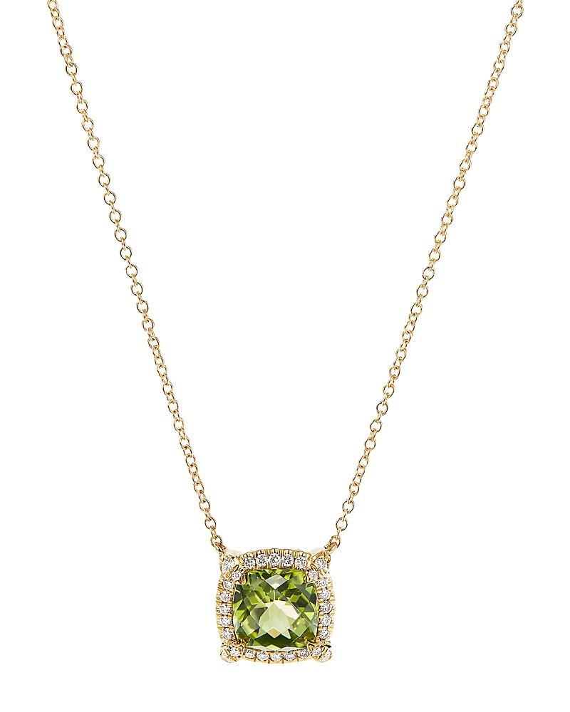 David Yurman Petite Chatelaine Pave Bezel Pendant Necklace in 18K Yellow Gold with Peridot Product Image