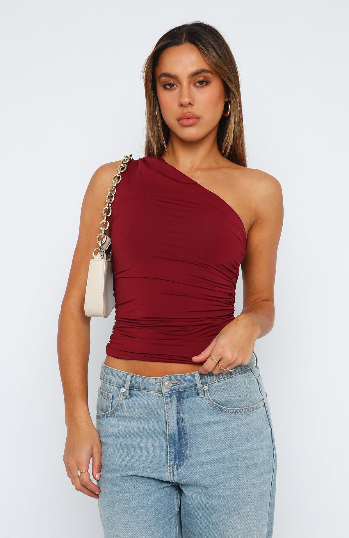 Lack Of Love One Shoulder Top Wine Product Image