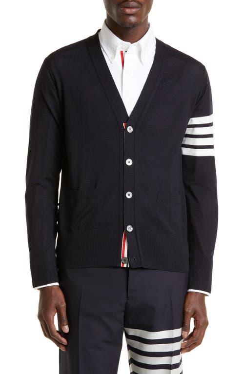 Mens 4-Bar Wool V-Neck Cardigan Product Image