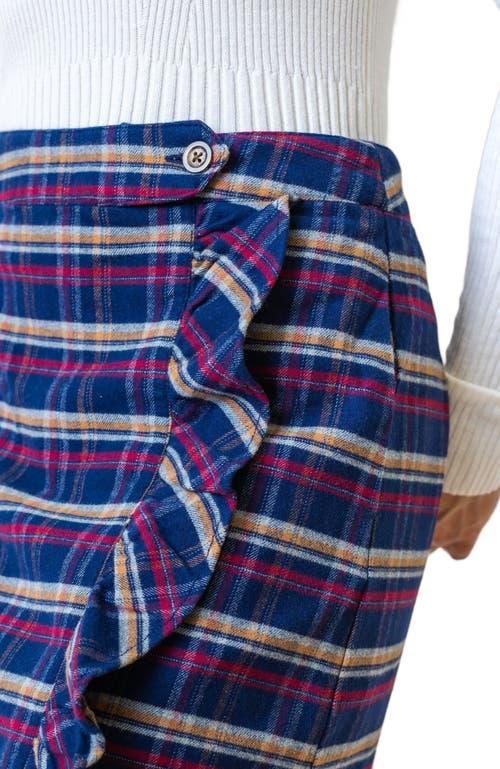 Hope & Henry Women's Organic Flannel Ruffle Skirt in Navy Autumn Plaid at Nordstrom, Size 12 Product Image