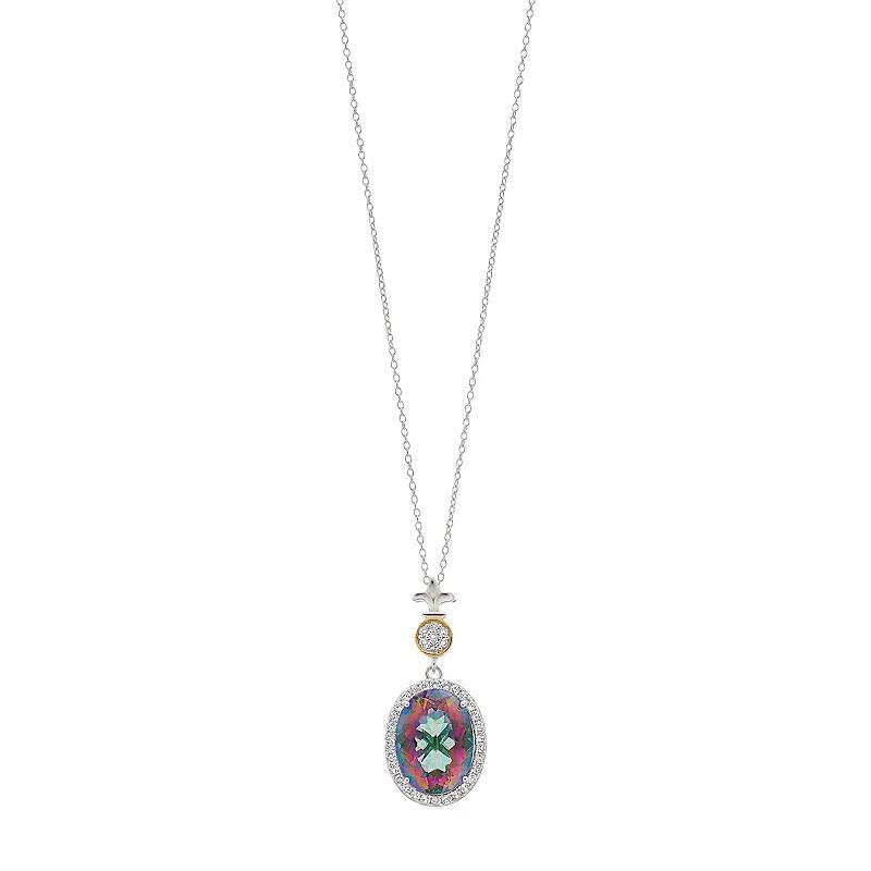 Rosabella Sterling Silver Rainbow Quartz & White Topaz Pendant Necklace, Women's, Size: 18", Two Tone Product Image