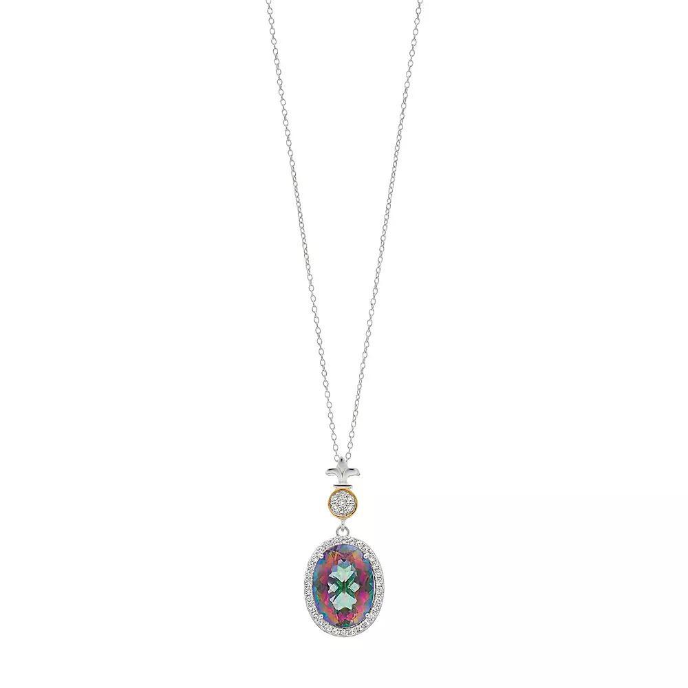 Rosabella Sterling Silver Rainbow Quartz & White Topaz Pendant Necklace, Women's, Size: 18", Two Tone Product Image
