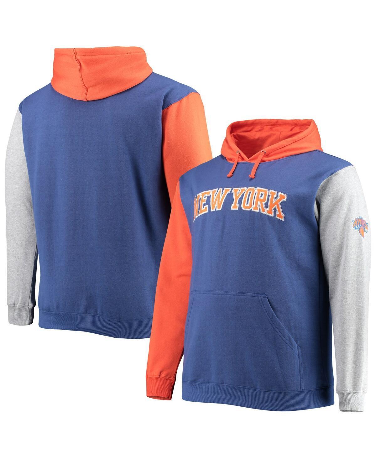 Men's Fanatics Branded Royal/Orange New York Knicks Big & Tall Double Contrast Pullover Hoodie, Size: 2XB, Blue Product Image