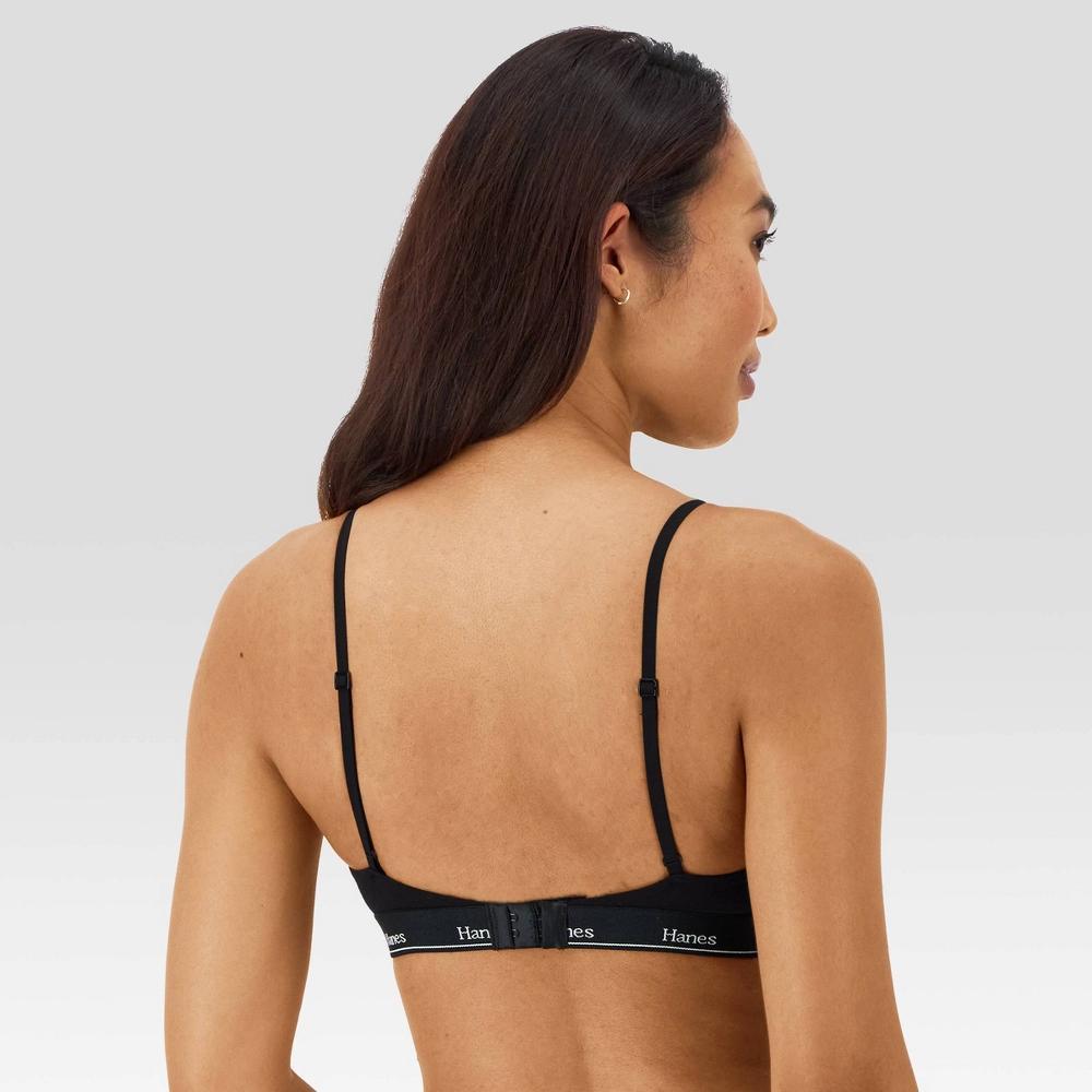 Hanes Originals Women's 2pk Stretch Cotton Triangle Bralette MHT102 - Black/Camel XXL: Adjustable Strap, Unlined Cup Product Image