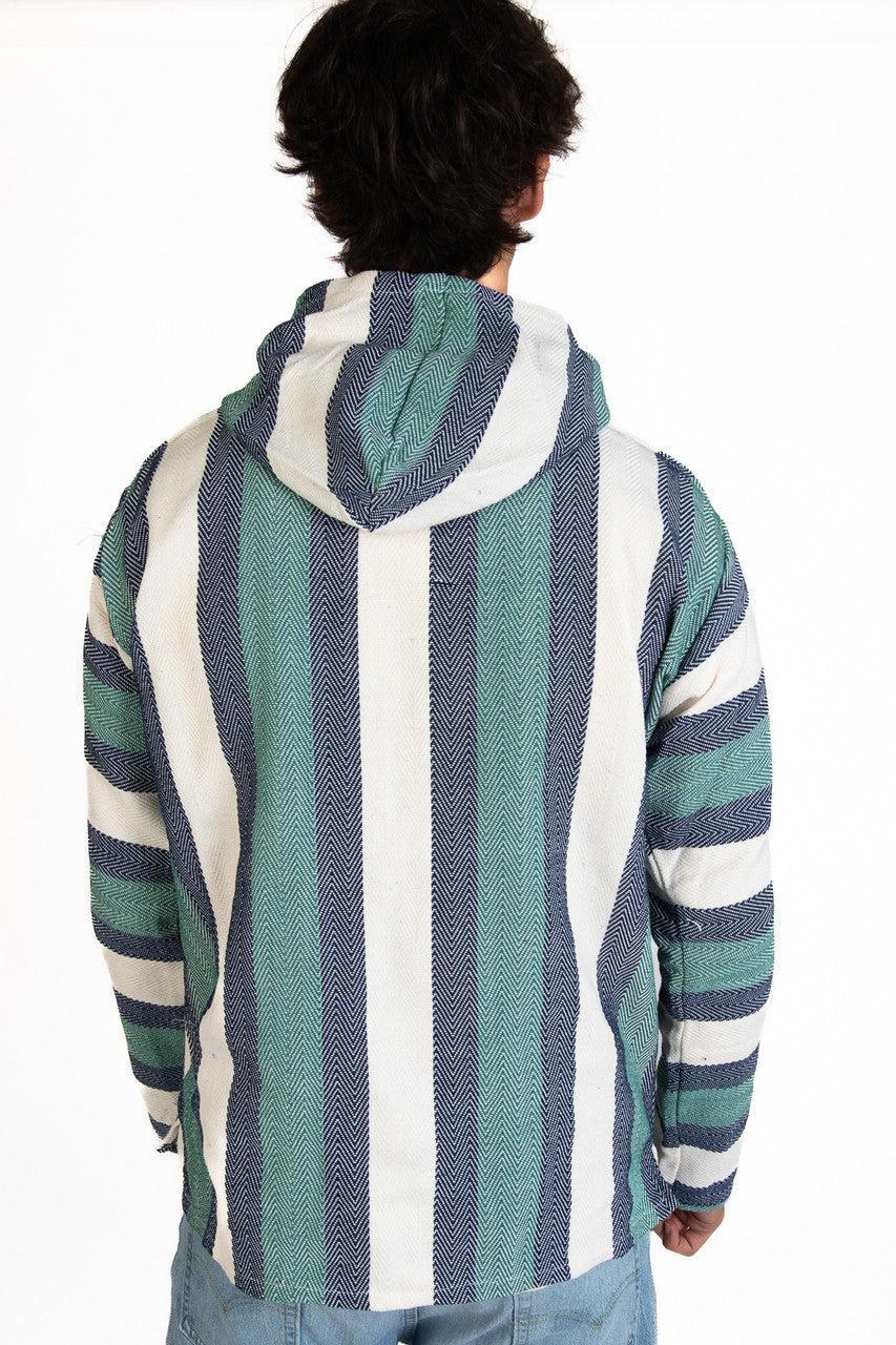 Lightweight Green & Navy Baja Hoodie Product Image