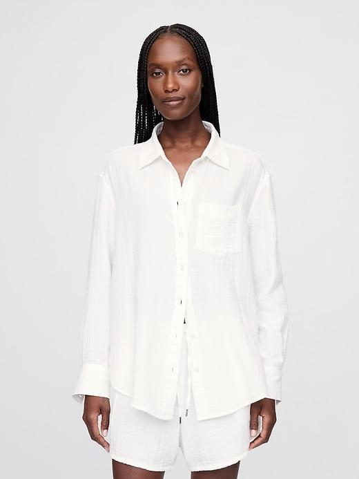 Crinkle Gauze Button-Down Shirt Product Image