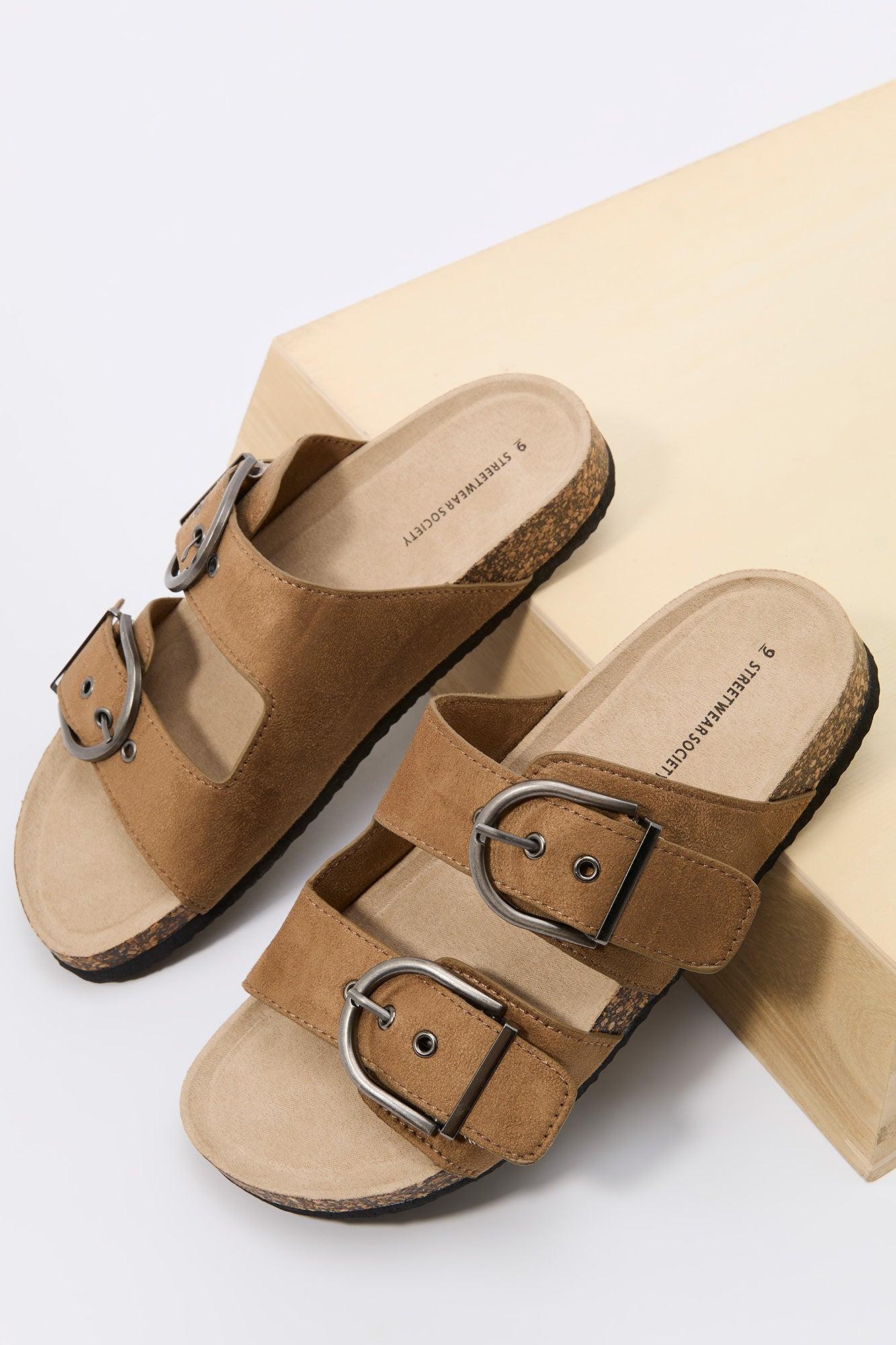 Faux Suede Buckle Cork Sandal Female Product Image