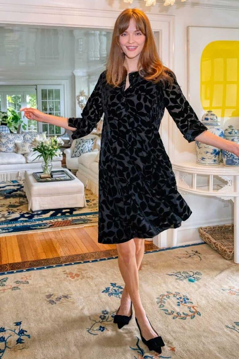 Ursula Swing Dress - Luxe Leaf Velvet Product Image