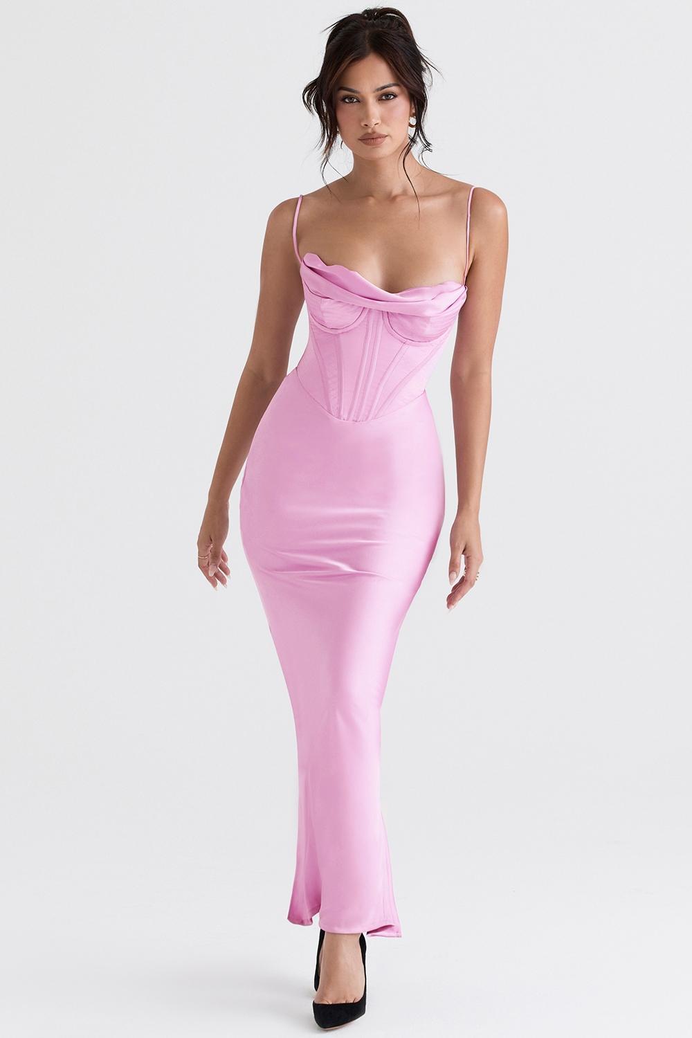 Charmaine Chocolate Corset Maxi Dress Product Image