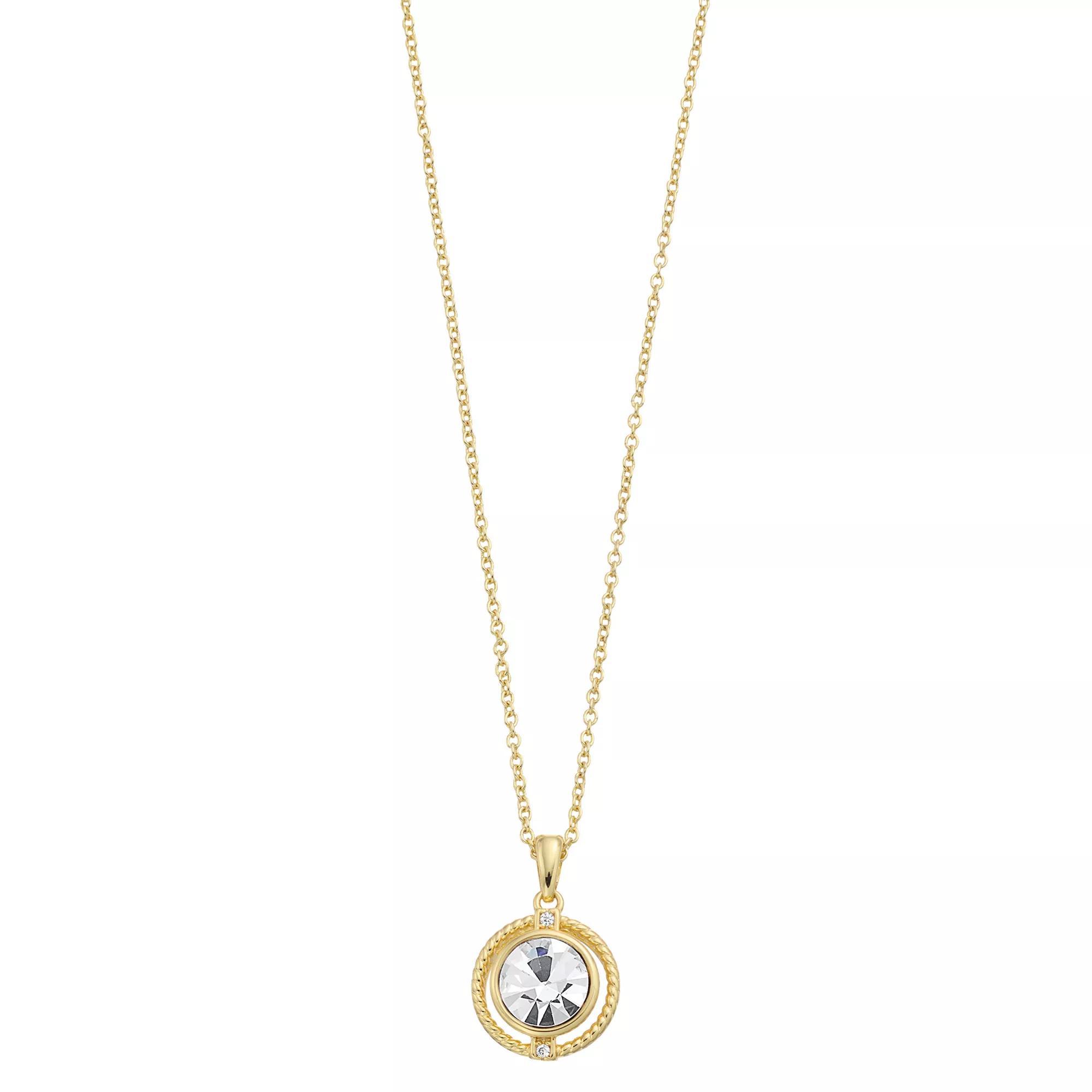 City Luxe Crystal Birthstone Pendant Necklace, Women's, Gold Tone April Product Image