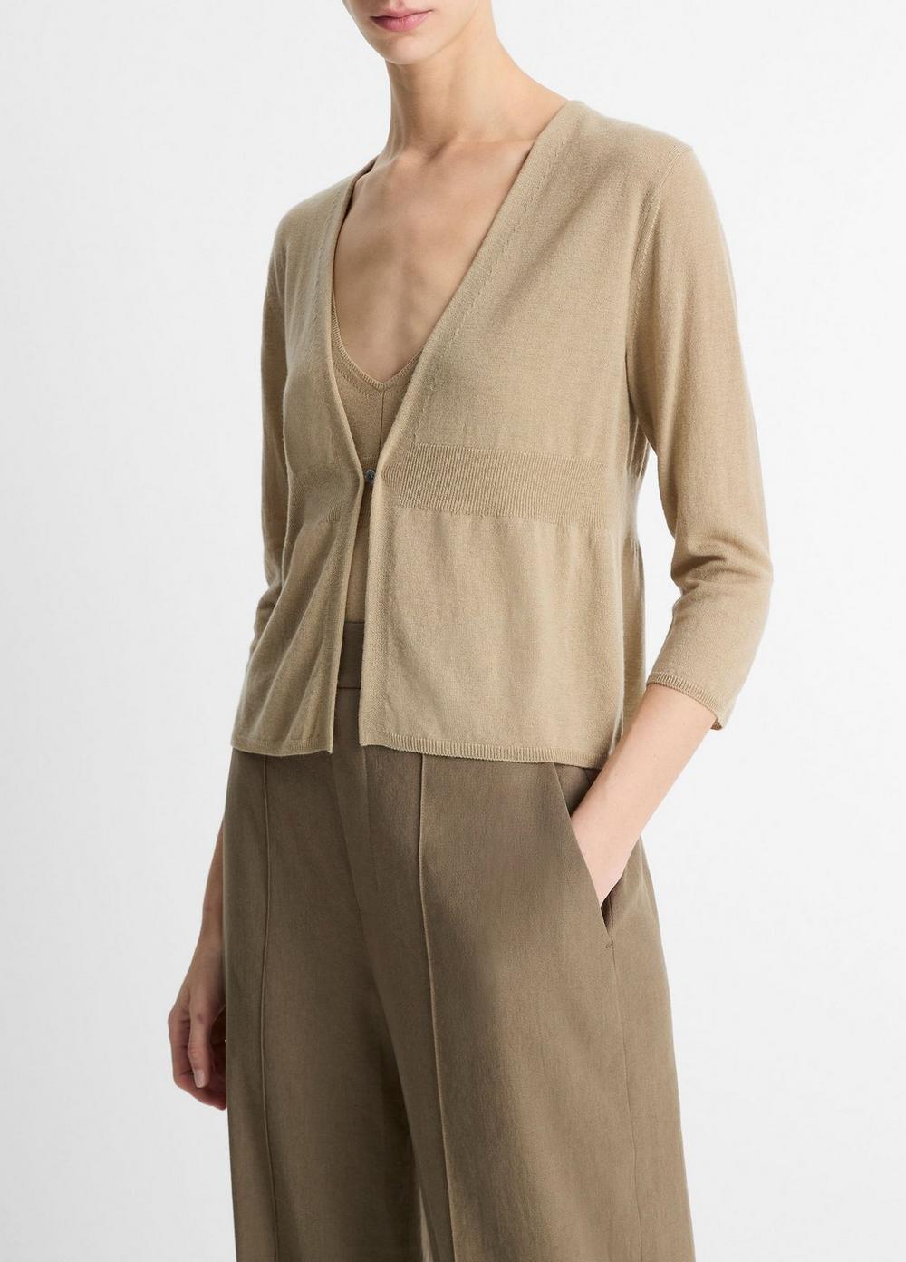 Womens Wool & Cashmere-Blend Single-button Cardigan, Dark Vanille, Size M Vince Product Image