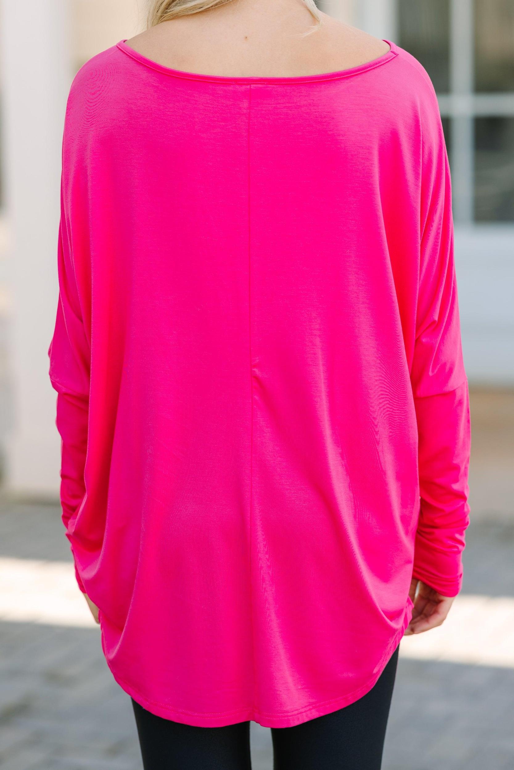 New To You Fuchsia Pink Batwing Top Female Product Image
