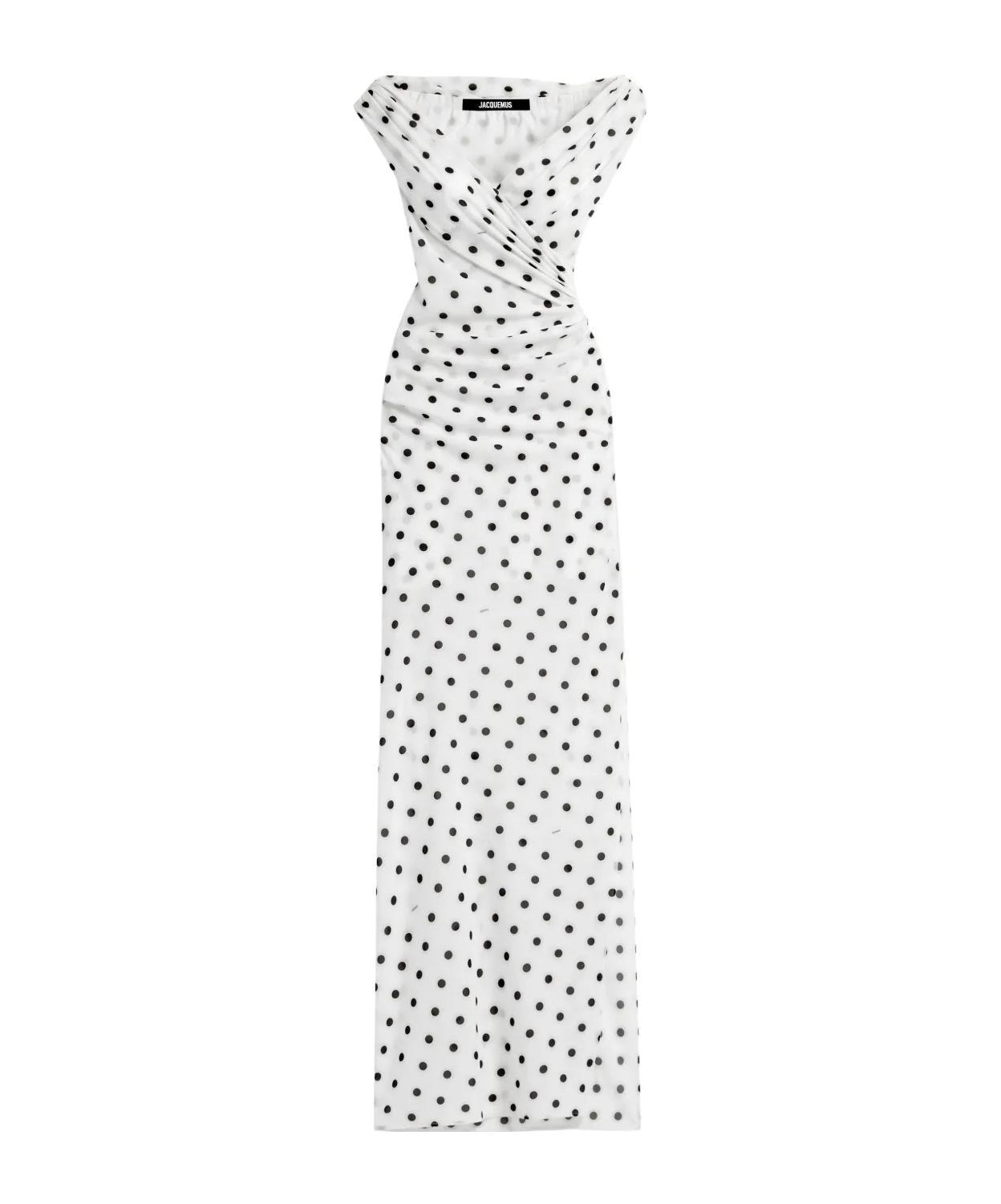 JACQUEMUS Women Rita Pois Long Dress In White Product Image