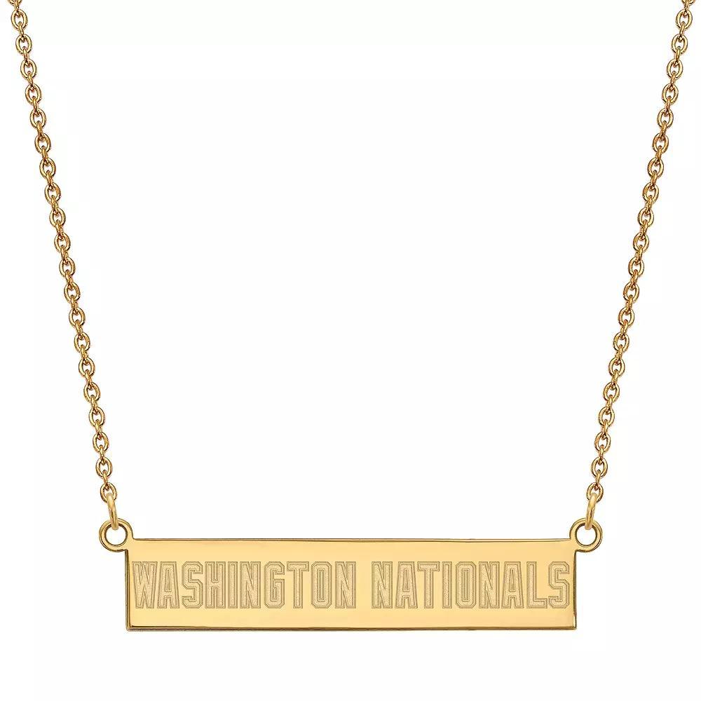 LogoArt Sterling Silver Washington Nationals Bar Necklace, Women's, 14k Gold Plated Product Image
