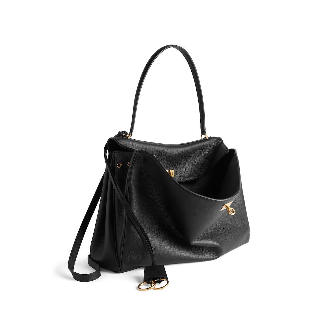 Women's Rodeo Handbag Large Grained Calfskin in Black Product Image