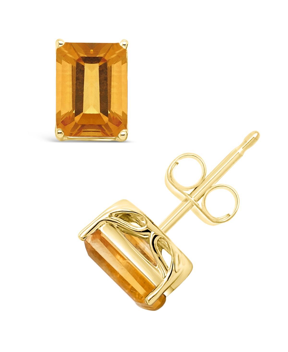 Alyson Layne 14k Gold Emerald Cut Citrine Stud Earrings, Women's, 14k White Gold Product Image