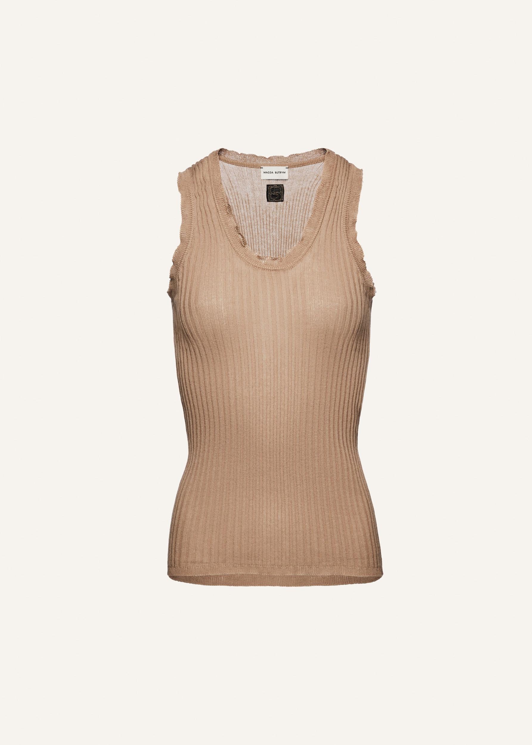 Rib stitch cardigan sweater in brown Product Image