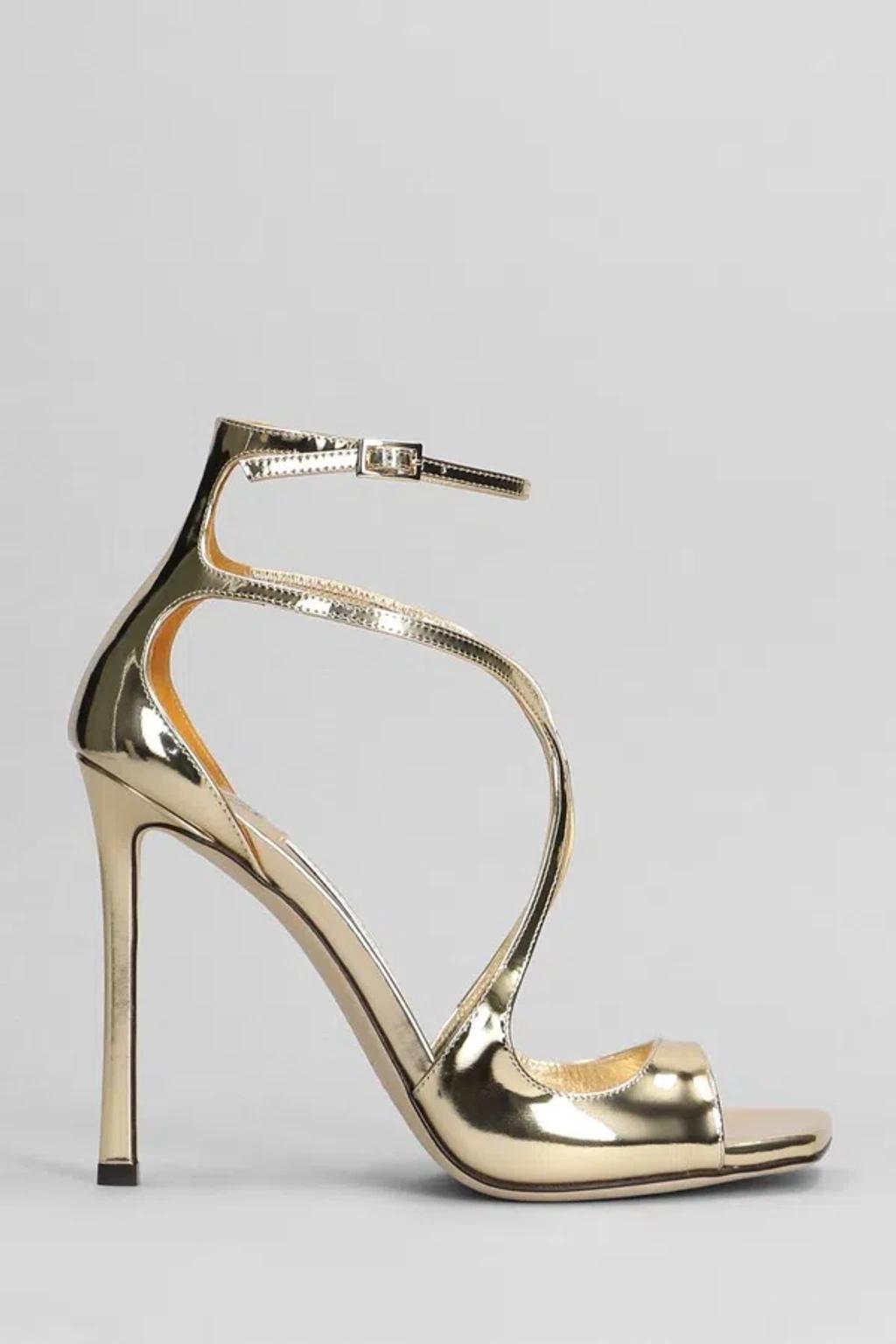JIMMY CHOO Azia 95 Ankle Strapped Sandals In Gold Product Image