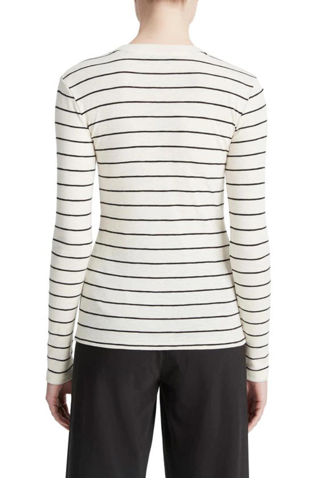 Striped Long Sleeve Crewneck Top In Black Combo Product Image