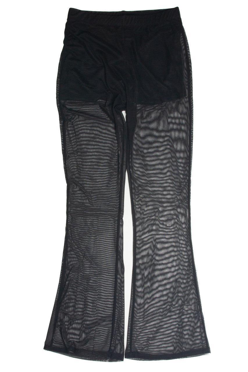 Black Mesh Lined Flare Pants Product Image