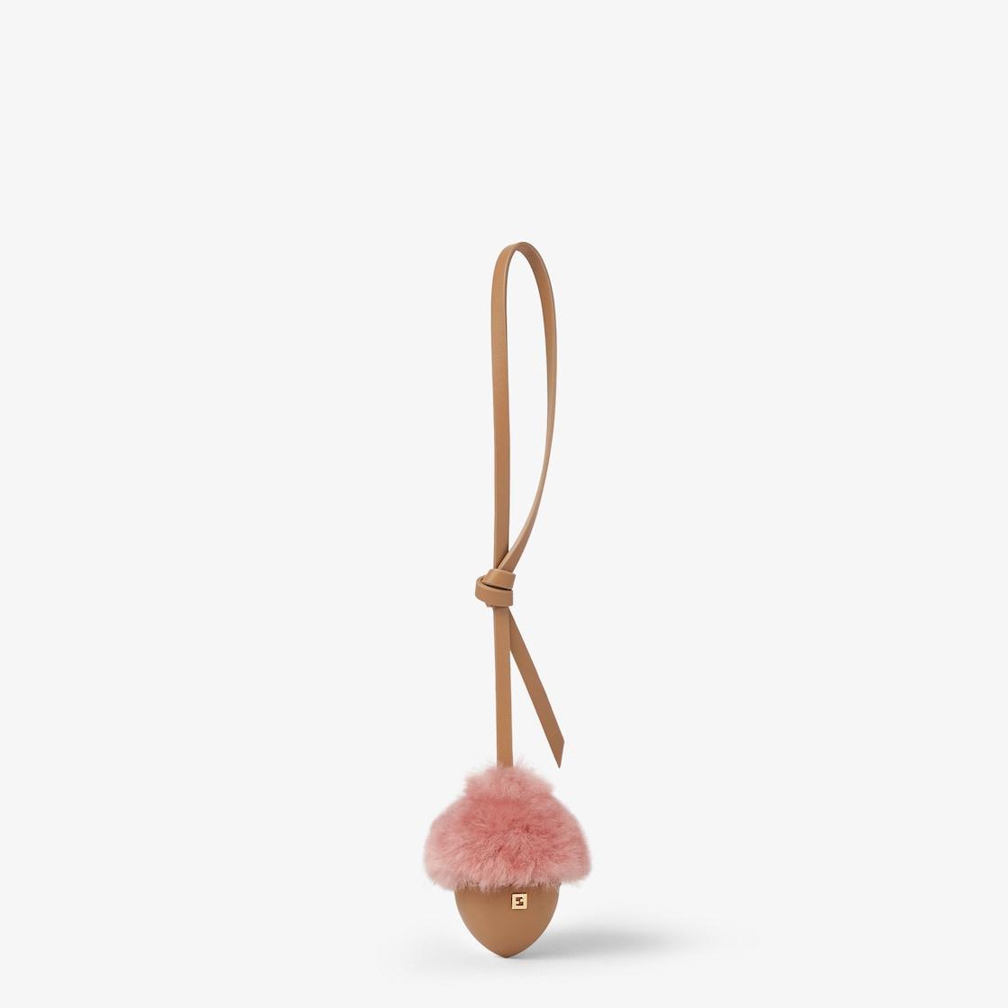 Acorn CharmBeige leather and pink shearling charm Product Image