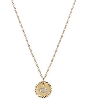 David Yurman Cable Collectibles Initial Pendant with Diamonds in Gold on Chain, 16-18 Product Image