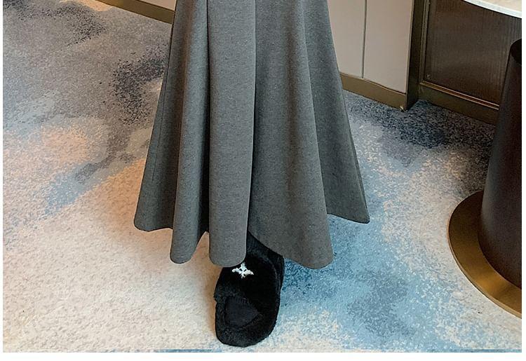 High Waist Plain Maxi Fishtail Skirt Product Image