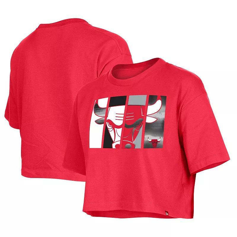 Womens New Era Red Chicago Bulls Cropped T-shirt Product Image