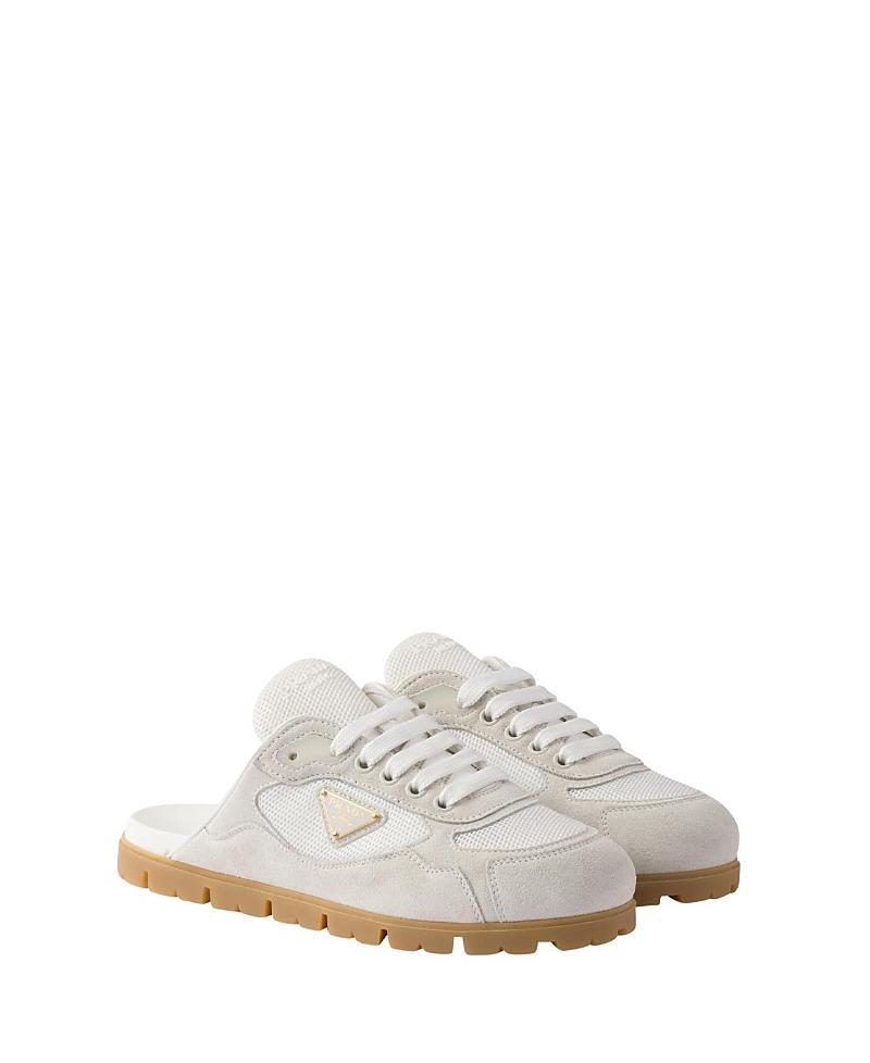 Prada Womens Trail Mesh Fabric and Suede Mules Product Image