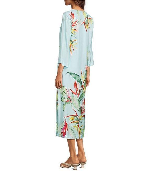 J.McLaughlin Roni Floral Print Split V-Neck 3/4 Sleeve Dress Product Image