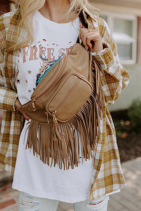 Trip Of My Life Fringe Fanny Pack In Khaki Product Image