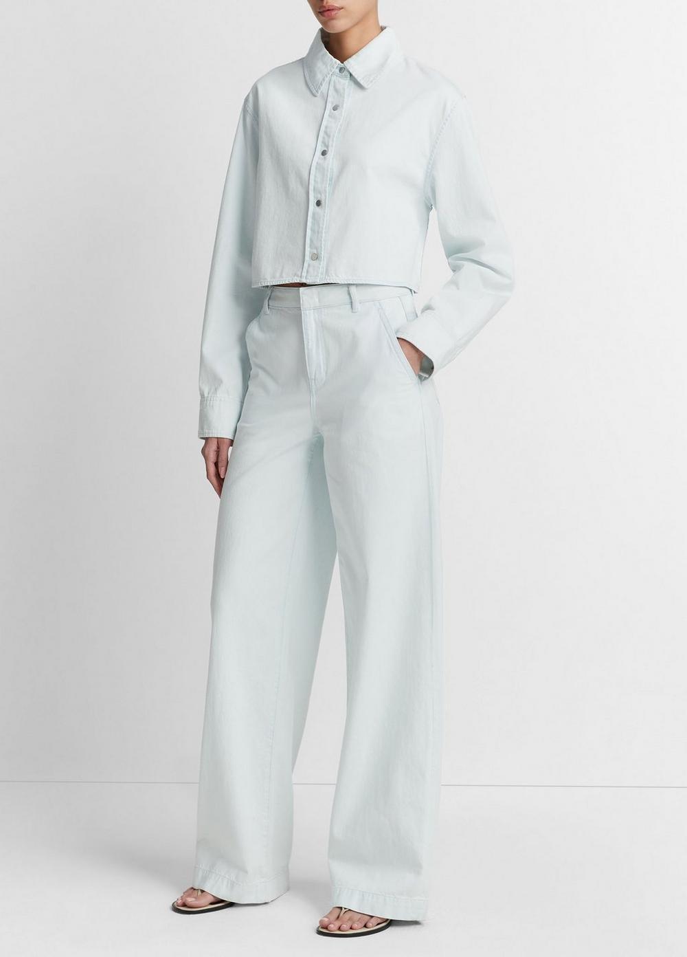Womens Washed Cotton Wide-Leg Trouser, Celestine, Size 30 Vince Product Image