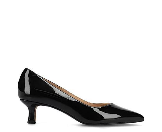 Journee Pammie Medium and Wide Width Women's Slip-On Kitten Heel Pumps, Size: 6, Black Patent Product Image