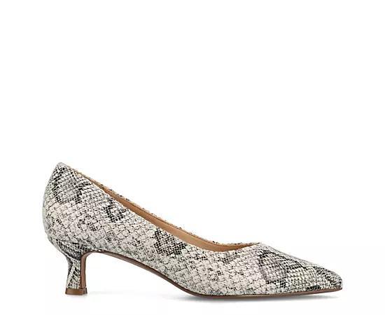 Journee Pammie Medium and Wide Width Women's Slip-On Kitten Heel Pumps, Size: 6, Snake Product Image