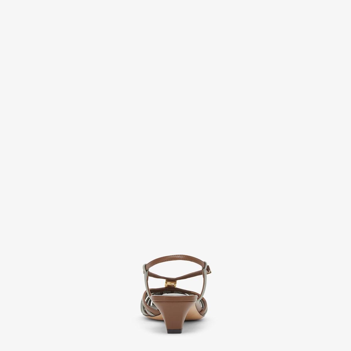 Fendi FFoldBrown and matcha green leather low-heeled slingbacks Product Image