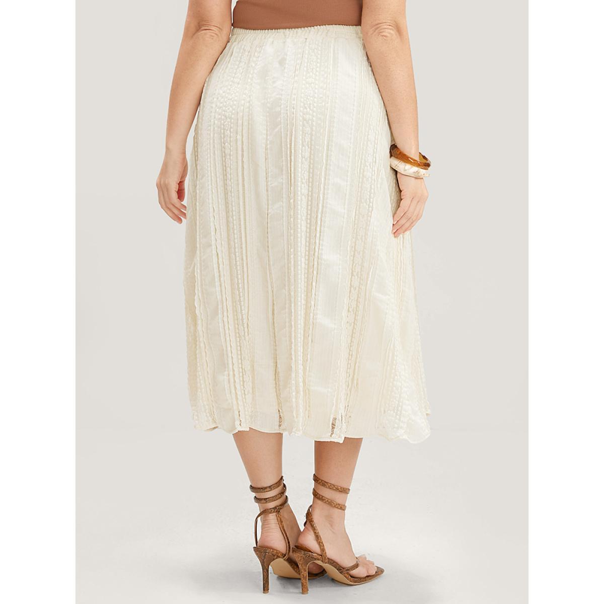 Plus Size Solid Textured Pocket Plisse Skirt Women Apricot Vacation Ruffles Low stretch Pocket Dailywear Skirts BloomChic 14-16/1X Product Image