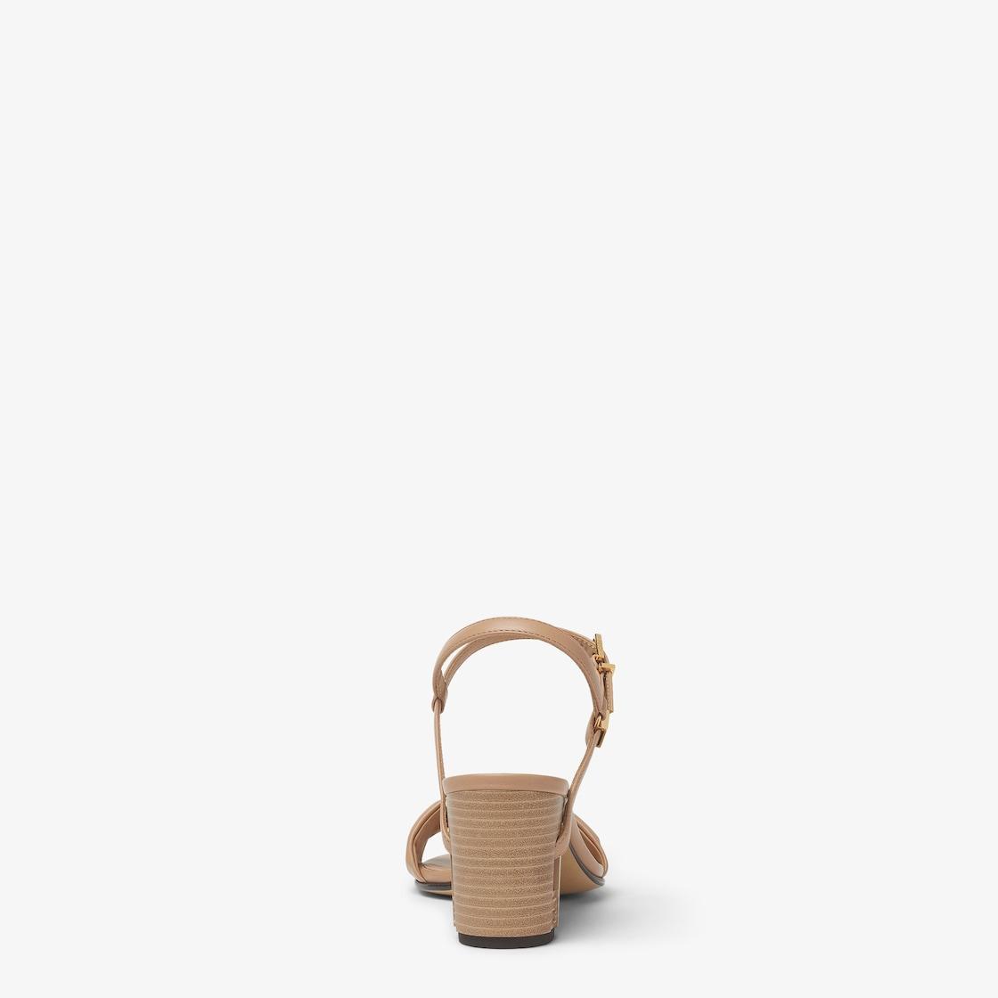 DelfinaBeige leather medium-heeled sandals Product Image